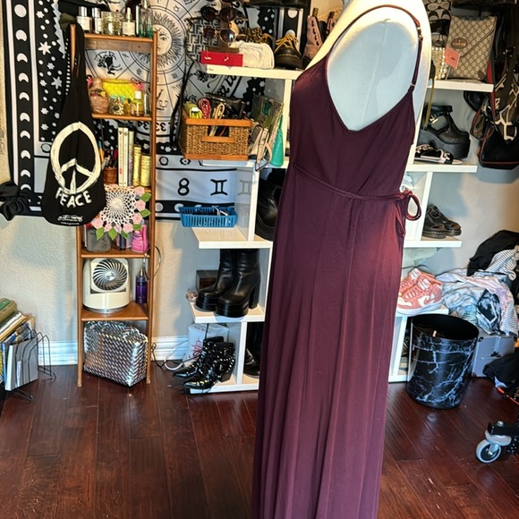 Moda International maxi dress adjustable spaghetti strap long waist tie sz med - Picture 6 of 10